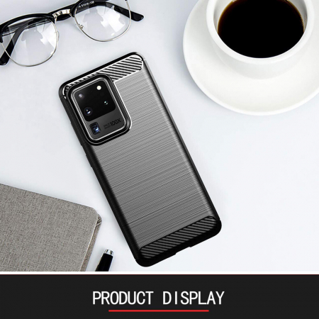 Husa Carbon Silicone pentru Samsung Galaxy S20 Ultra, Negru [5]