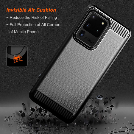 Husa Carbon Silicone pentru Samsung Galaxy S20 Ultra, Negru [6]