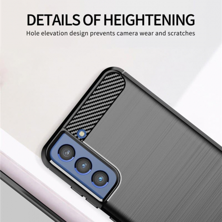 Husa Carbon Silicone pentru Samsung Galaxy S21 FE, Negru [2]