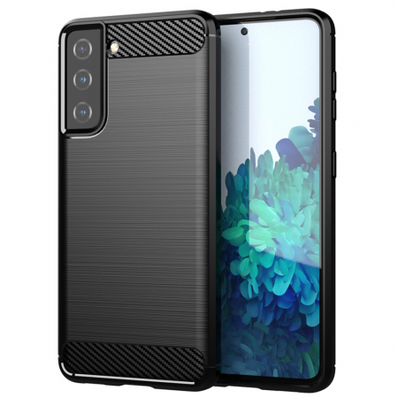 Galaxy S21 Plus - Husa Carbon Silicone pentru Samsung Galaxy S21 Plus, Negru