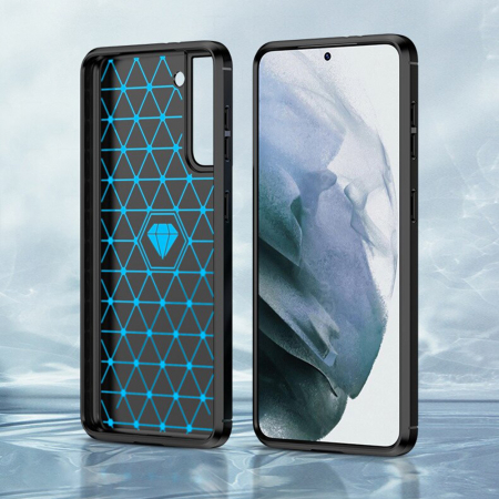 Husa Carbon Silicone pentru Samsung Galaxy S22, Negru [3]