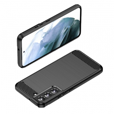 Husa Carbon Silicone pentru Samsung Galaxy S22 Plus, Negru [3]