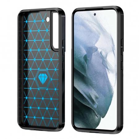 Husa Carbon Silicone pentru Samsung Galaxy S22 Plus, Negru [1]