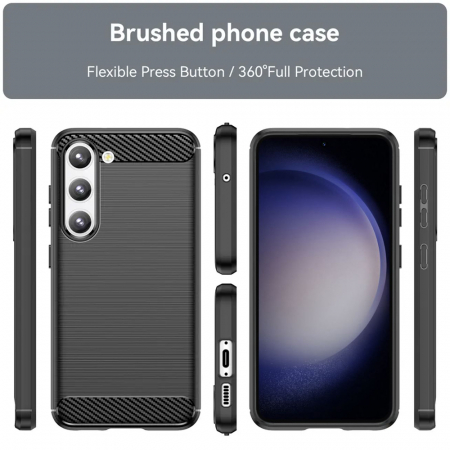 Husa Carbon Silicone pentru Samsung Galaxy S23, Negru [1]