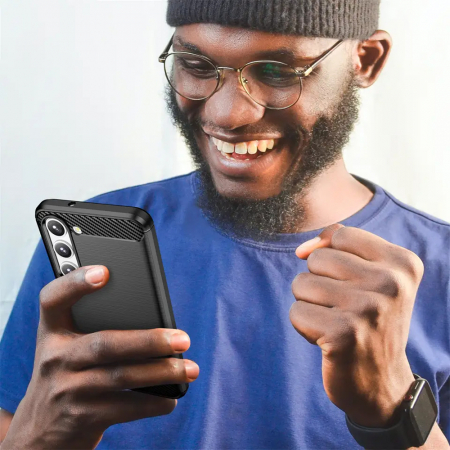 Husa Carbon Silicone pentru Samsung Galaxy S23 Plus, Negru [5]