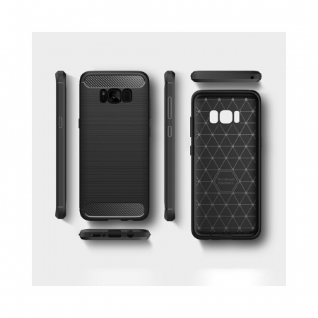 Husa Carbon Silicone pentru Samsung Galaxy S8, Negru [8]