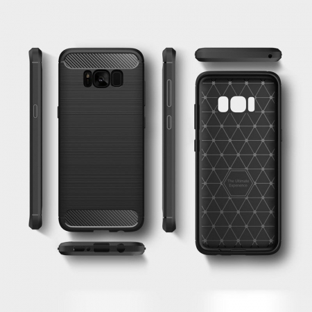 Husa Carbon Silicone pentru Samsung Galaxy S8 Plus, Negru [8]