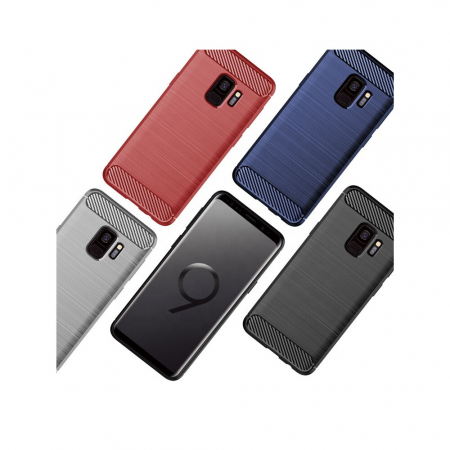 Husa Carbon Silicone pentru Samsung Galaxy S9, Negru [6]