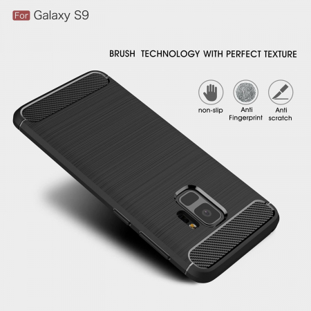 Husa Carbon Silicone pentru Samsung Galaxy S9, Negru [2]