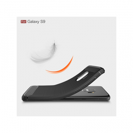 Husa Carbon Silicone pentru Samsung Galaxy S9, Negru [1]