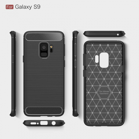 Husa Carbon Silicone pentru Samsung Galaxy S9, Negru [5]