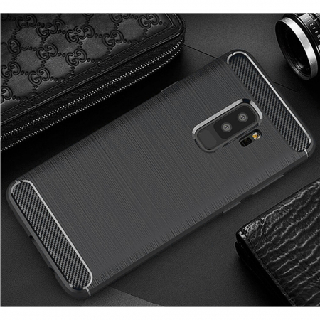 Husa Carbon Silicone pentru Samsung Galaxy S9 Plus, Negru [1]