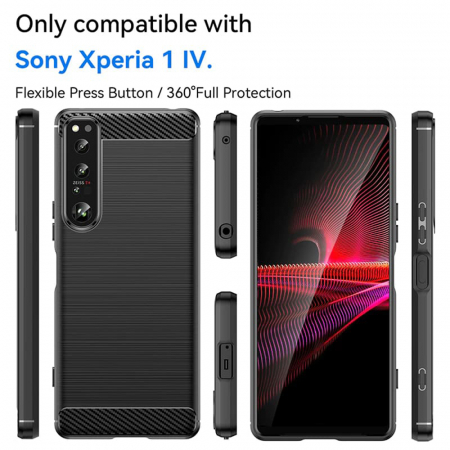 Husa Carbon Silicone pentru Sony Xperia 1 IV, Negru [4]