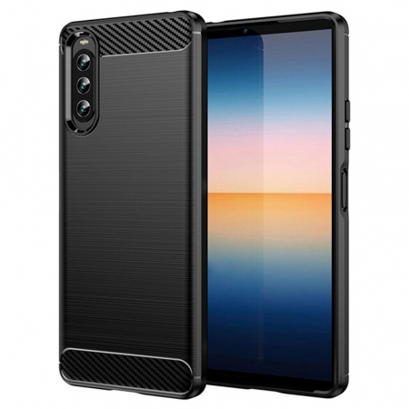 Sony - Husa Carbon Silicone pentru Sony Xperia 10 IV, Negru
