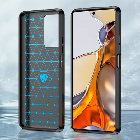 Husa Carbon Silicone pentru Xiaomi 11T / 11T Pro, Negru [5]