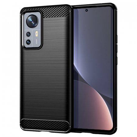 Xiaomi 12 - Husa Carbon Silicone pentru Xiaomi 12, Negru