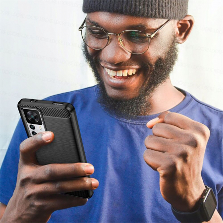 Husa Carbon Silicone pentru Xiaomi 12T, Negru [6]