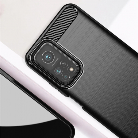 Husa Carbon Silicone pentru Xiaomi Mi 10T / Mi 10T Pro, Negru [1]