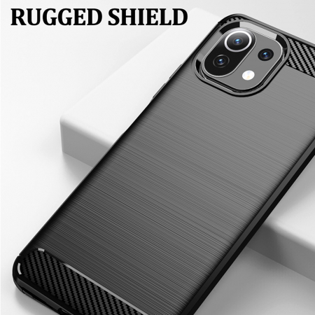 Husa Carbon Silicone pentru Xiaomi Mi 11, Negru [6]