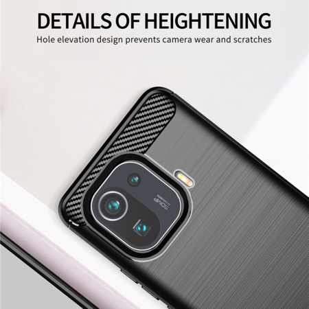 Husa Carbon Silicone pentru Xiaomi Mi 11 Pro, Negru [5]