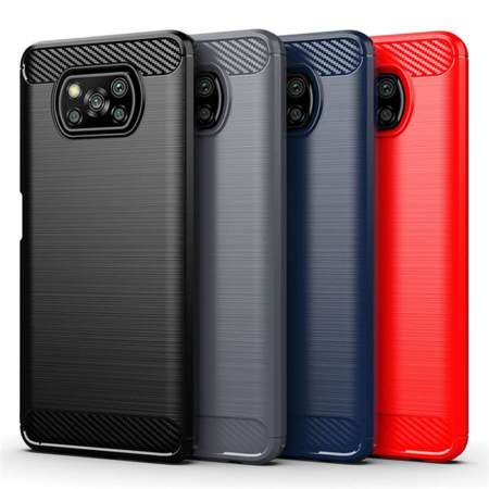 Husa Carbon Silicone pentru Xiaomi Poco X3 NFC, Negru [7]
