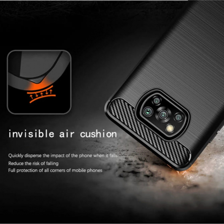 Husa Carbon Silicone pentru Xiaomi Poco X3 NFC, Negru [2]