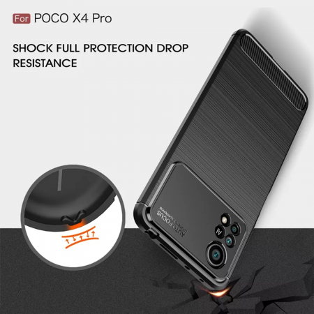 Husa Carbon Silicone pentru Xiaomi Poco X4 Pro 5G, Negru [3]