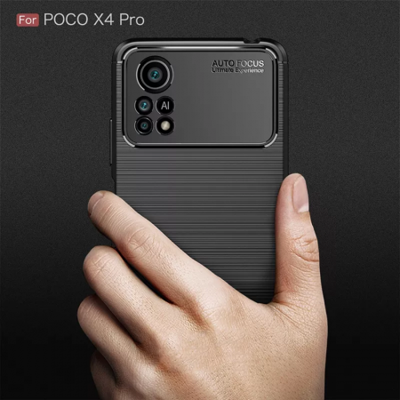 Husa Carbon Silicone pentru Xiaomi Poco X4 Pro 5G, Negru [2]