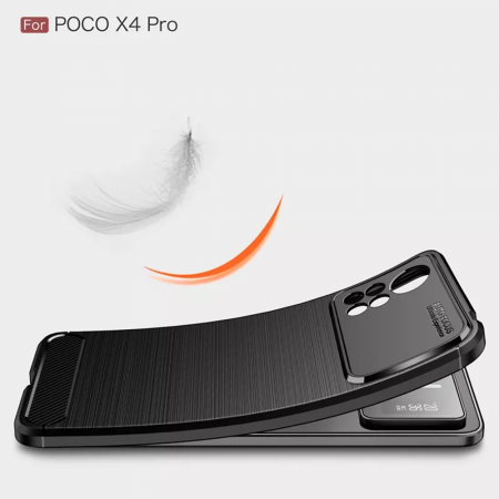 Husa Carbon Silicone pentru Xiaomi Poco X4 Pro 5G, Negru [6]