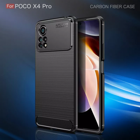 Husa Carbon Silicone pentru Xiaomi Poco X4 Pro 5G, Negru [4]