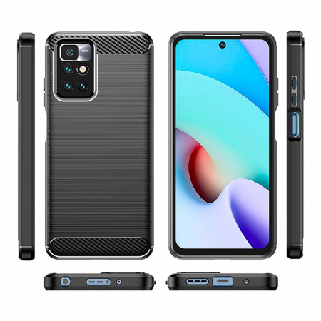 Husa Carbon Silicone pentru Xiaomi Redmi 10, Negru [4]