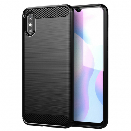 Xiaomi Redmi 9A - Husa Carbon Silicone pentru Xiaomi Redmi 9A, Negru