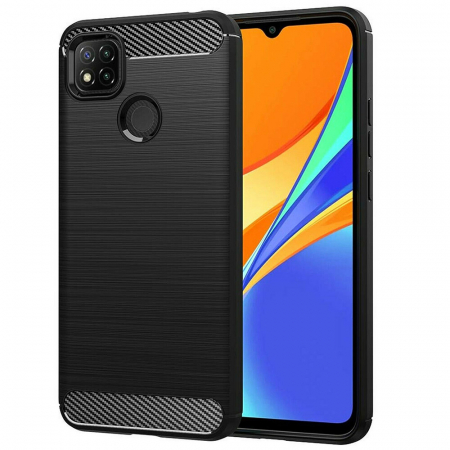 Xiaomi - Husa Carbon Silicone pentru Xiaomi Redmi 9C, Negru