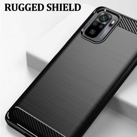 Husa Carbon Silicone pentru Xiaomi Redmi Note 10 / 10S, Negru [6]
