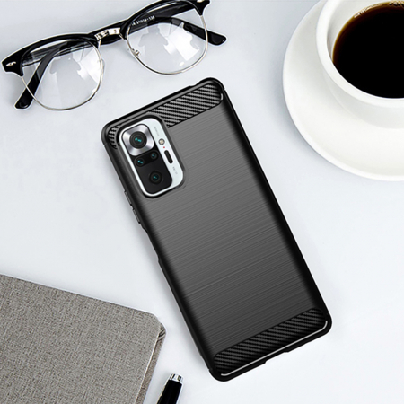 Husa Carbon Silicone pentru Xiaomi Redmi Note 10 Pro, Negru [5]
