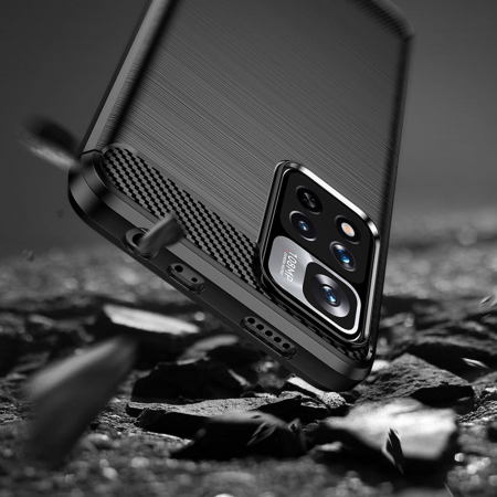 Husa Carbon Silicone pentru Xiaomi Redmi Note 11 Pro+ 5G, Negru [3]