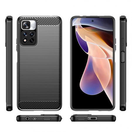 Husa Carbon Silicone pentru Xiaomi Redmi Note 11 Pro+ 5G, Negru [2]