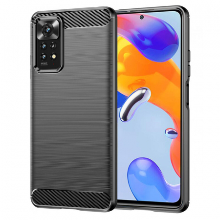 Xiaomi Redmi Note 11 Pro - Husa Carbon Silicone pentru Xiaomi Redmi Note 11 Pro, Negru