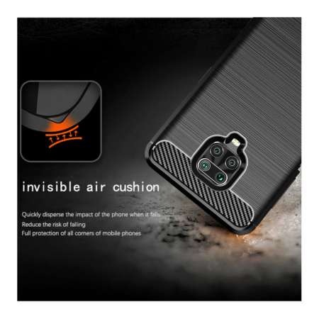 Husa Carbon Silicone pentru Xiaomi Redmi Note 9S / Note 9 Pro, Negru [1]
