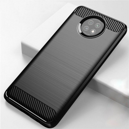 Husa Carbon Silicone pentru Xiaomi Redmi Note 9T, Negru [1]