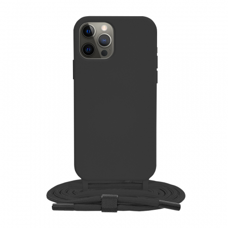 iPhone 12 Pro - Husa cu snur iPhone 12 Pro, Crossbody Lanyard, Negru
