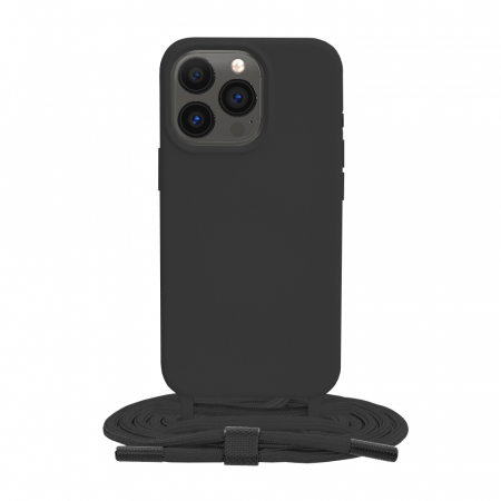 iPhone 13 Pro - Husa cu snur iPhone 13 Pro, Crossbody Lanyard, Negru