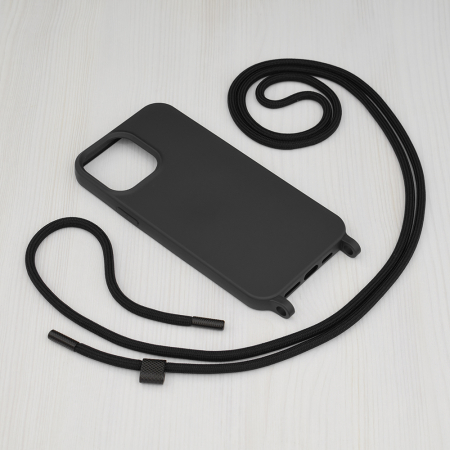 Husa cu snur iPhone 13 Pro Max, Crossbody Lanyard, Negru [1]