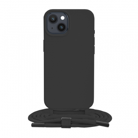 iPhone 14 - Husa cu snur iPhone 14, Crossbody Lanyard, Negru