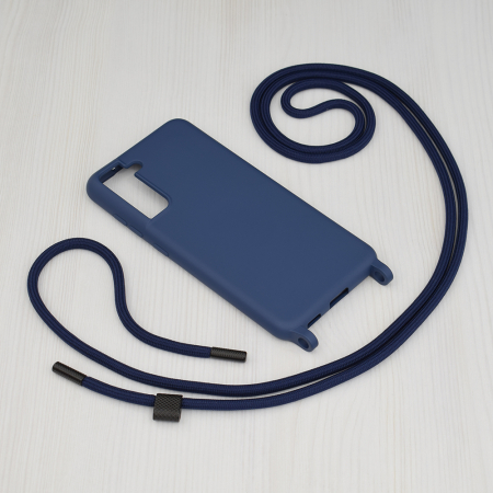 Husa cu snur Samsung Galaxy S21 FE, Crossbody Lanyard, Blue [1]