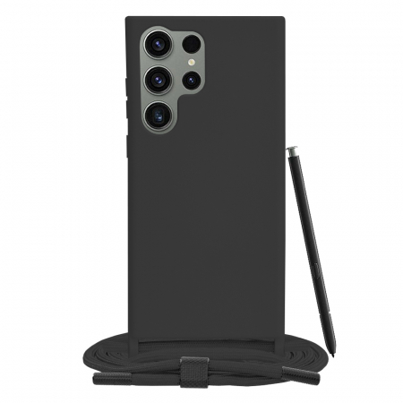 Galaxy S23 Ultra - Husa cu snur Samsung Galaxy S23 Ultra, Crossbody Lanyard, Negru