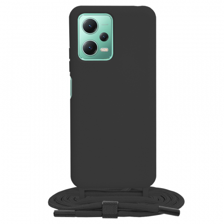 Xiaomi - Husa cu snur Xiaomi Redmi Note 12 5G, Crossbody Lanyard, Negru