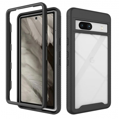 Google - Husa Defense 360 + folie protectie pentru Google Pixel 7a, Negru