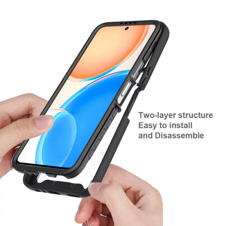 Husa Defense 360 + folie protectie pentru Honor X8, Negru [1]