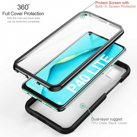 Husa Defense 360 + folie protectie pentru Huawei P40 Lite, Negru [1]